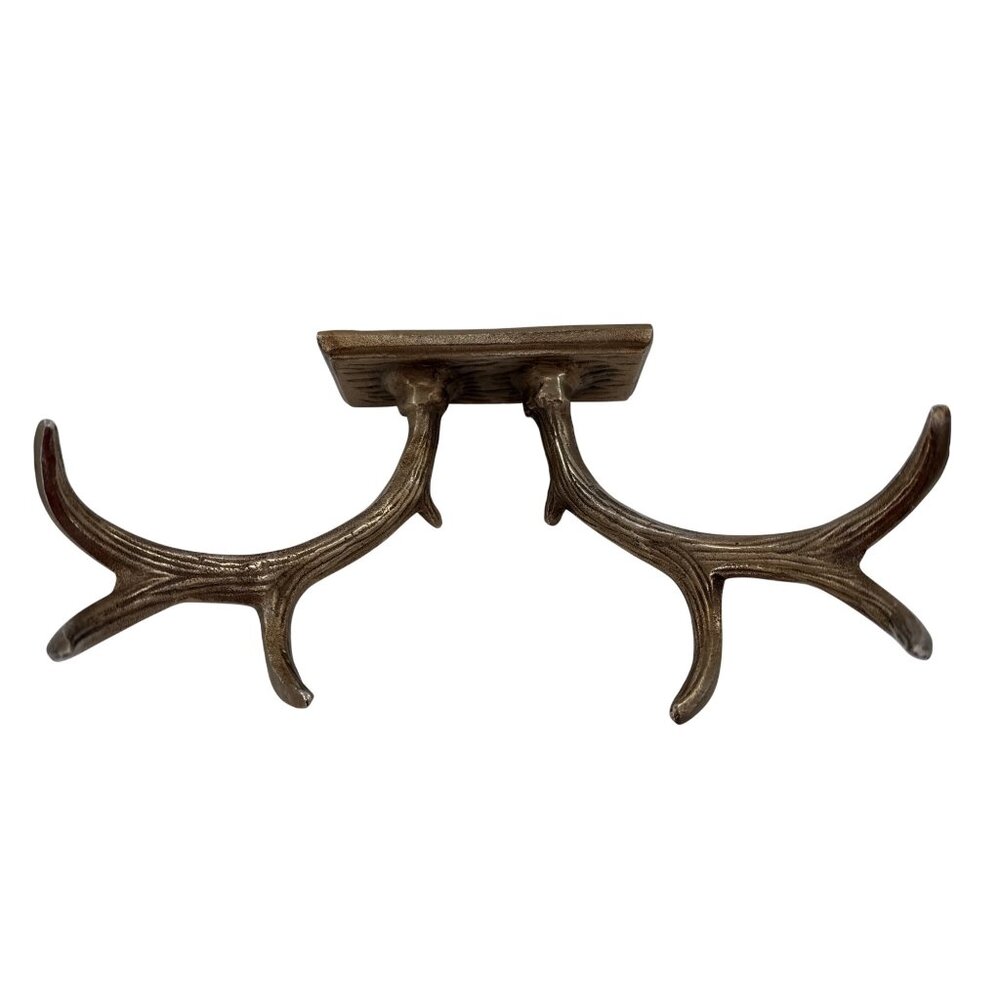Rustic Wall-Mounted Antler Hook Rack Bronze Finish‎ Sturdy Metal Design 10" Wide